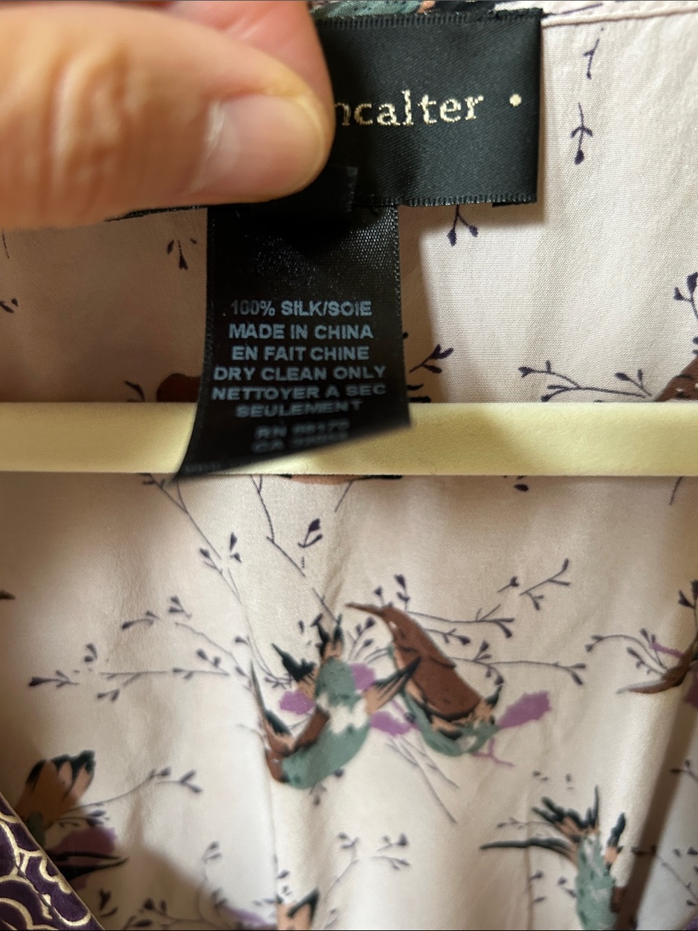Corey Lynn Calter Thrush Song Silk Top Whimsical Bird Print Elasticized Waist - Picture 3 of 8